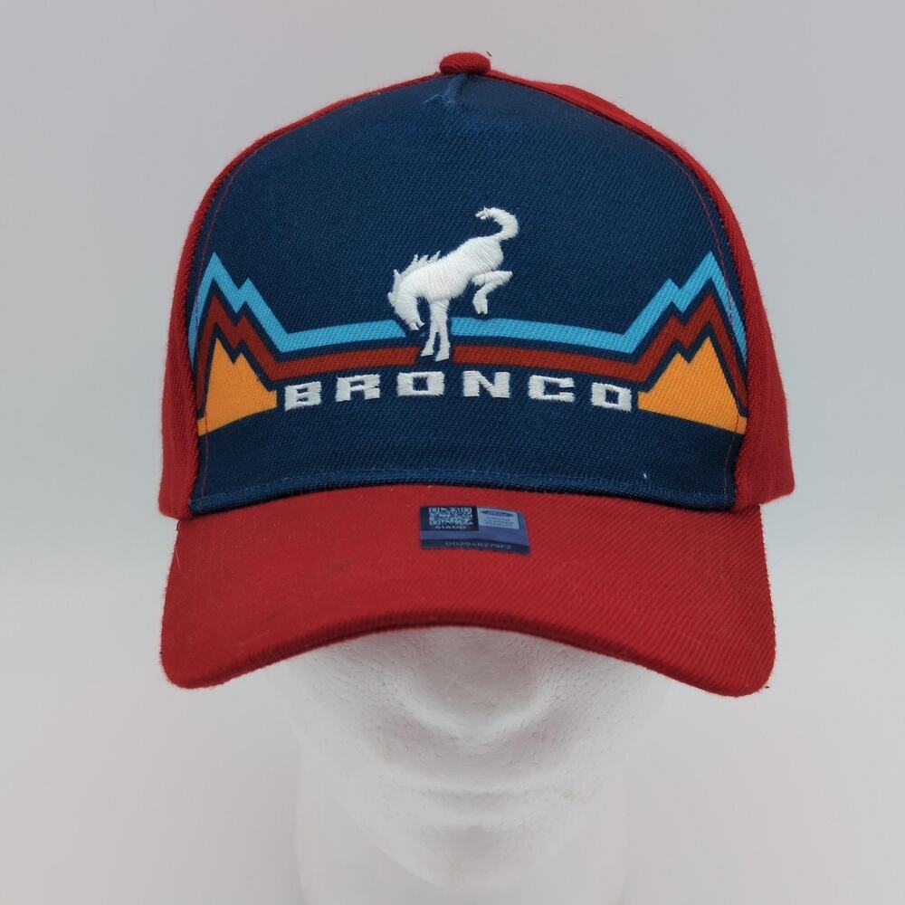 Ford Bronco Hat Cap Strap Back Mens One Size Red Blue Open Roads Brand Mountain